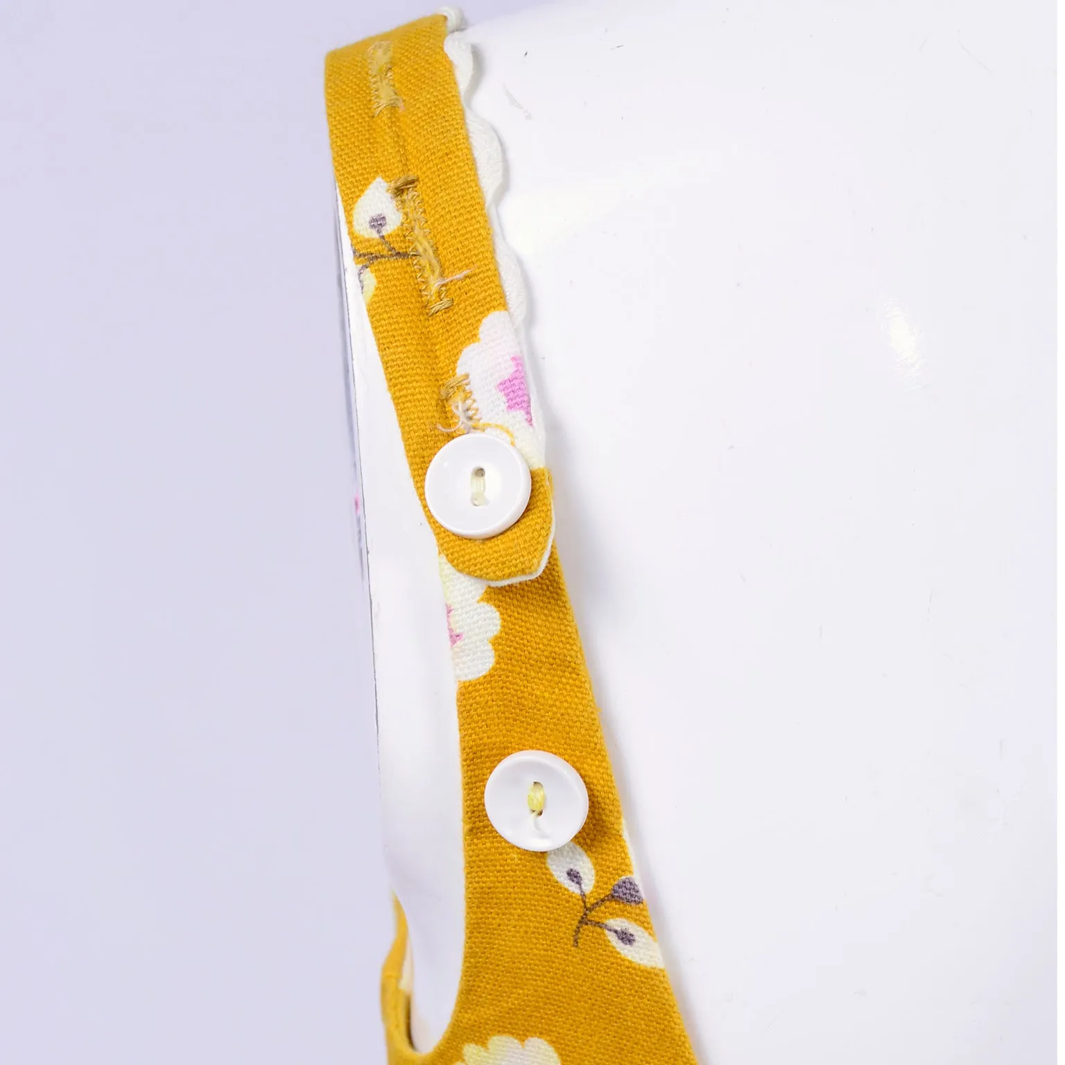 ﻿1960s Mustard Yellow Floral Two Piece Swimsuit or Playsuit