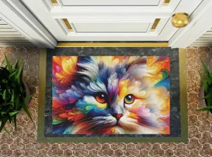 Abstract Rainbow Cat- Indoor/Outdoor Rug