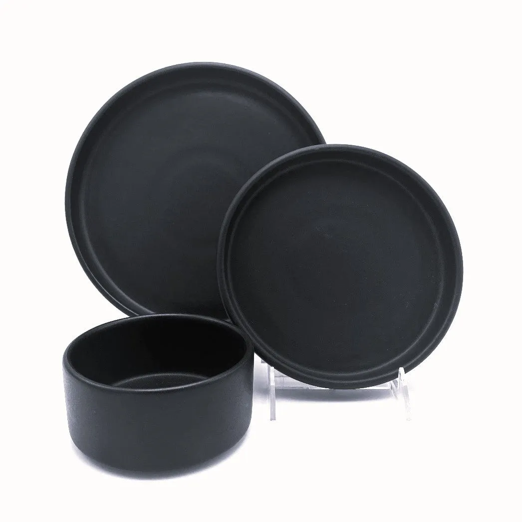 American Modern Dinnerware Set - 3 piece - Matte Black