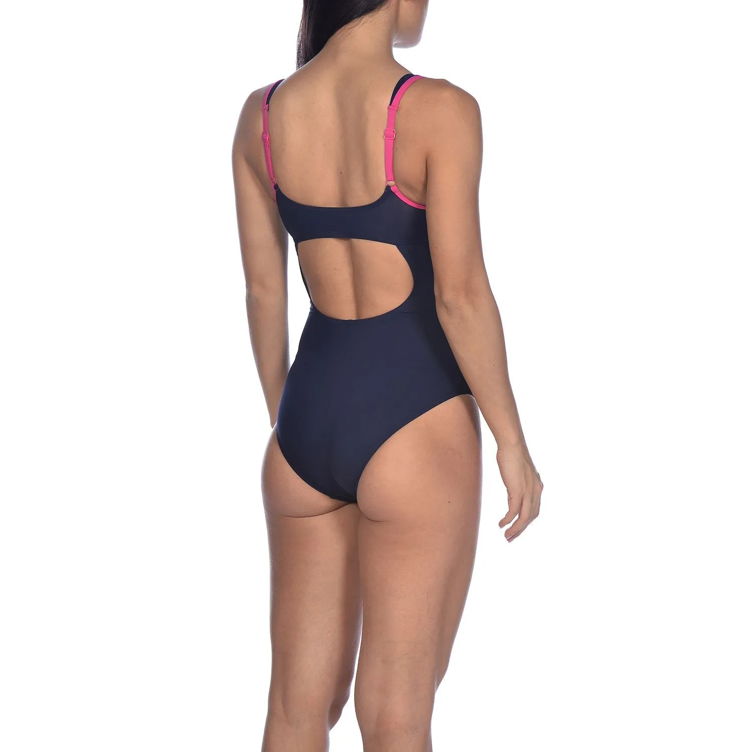Arena BodyLift One Piece Swimsuit with Arena Cutout Back, Black/White