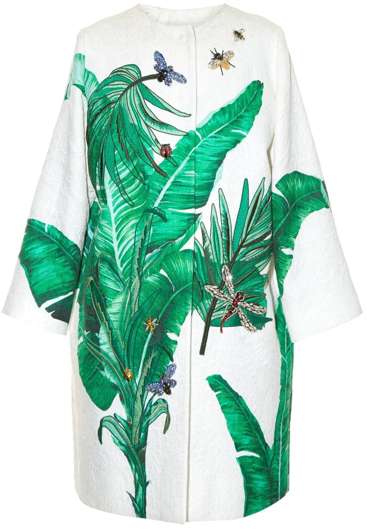 Banana Leaf Embellished Brocade Coat
