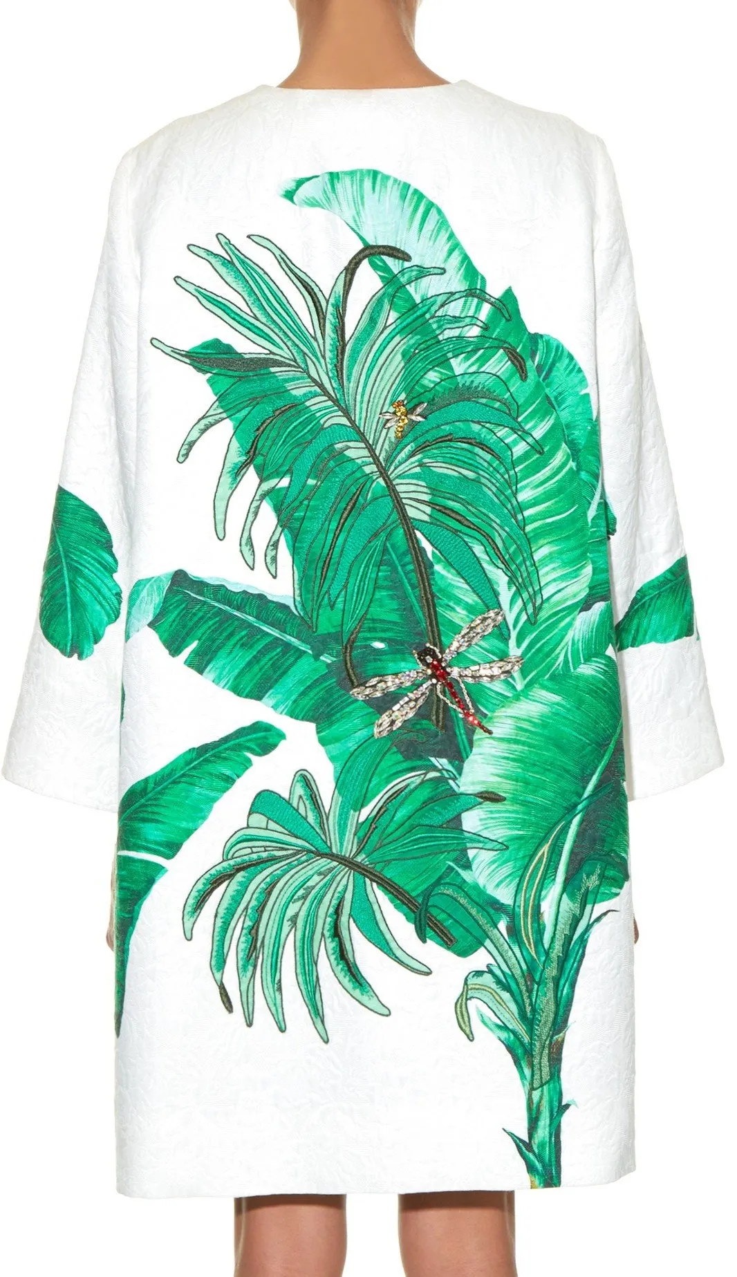 Banana Leaf Embellished Brocade Coat
