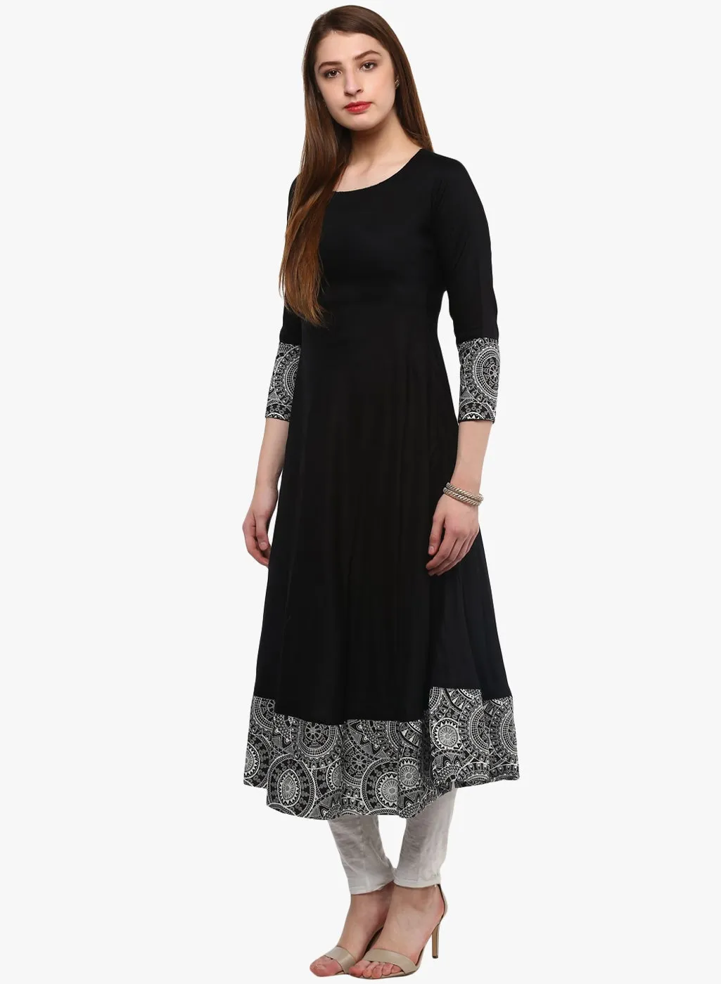 Black Rayon A-line Kurti Plus size