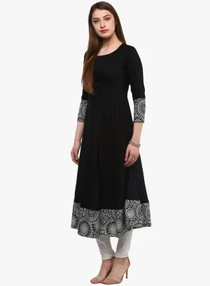 Black Rayon A-line Kurti Plus size