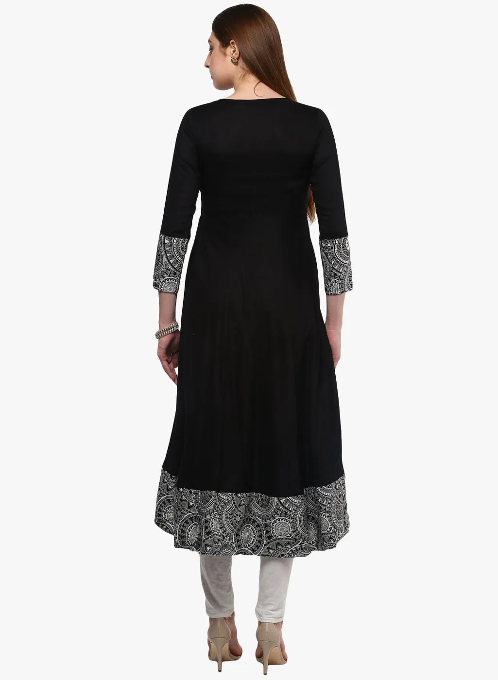 Black Rayon A-line Kurti Plus size