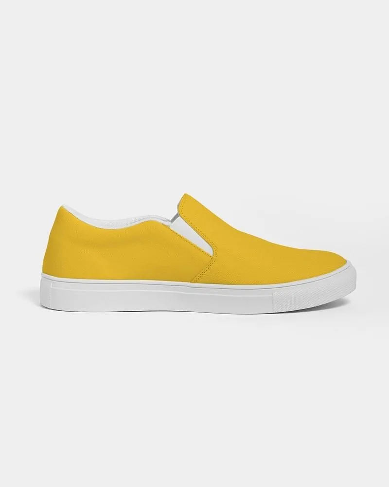 Bright Orange Yellow Slip-On Canvas Sneakers | Men's | Bright Pure Orange Yellow | C0M25Y100K0