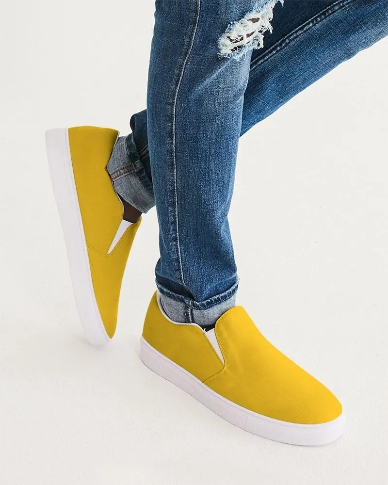 Bright Orange Yellow Slip-On Canvas Sneakers | Men's | Bright Pure Orange Yellow | C0M25Y100K0