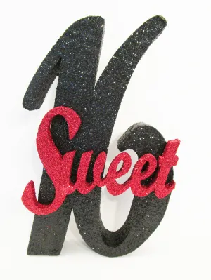 Clearance -Black large 16 cutout with red sweet