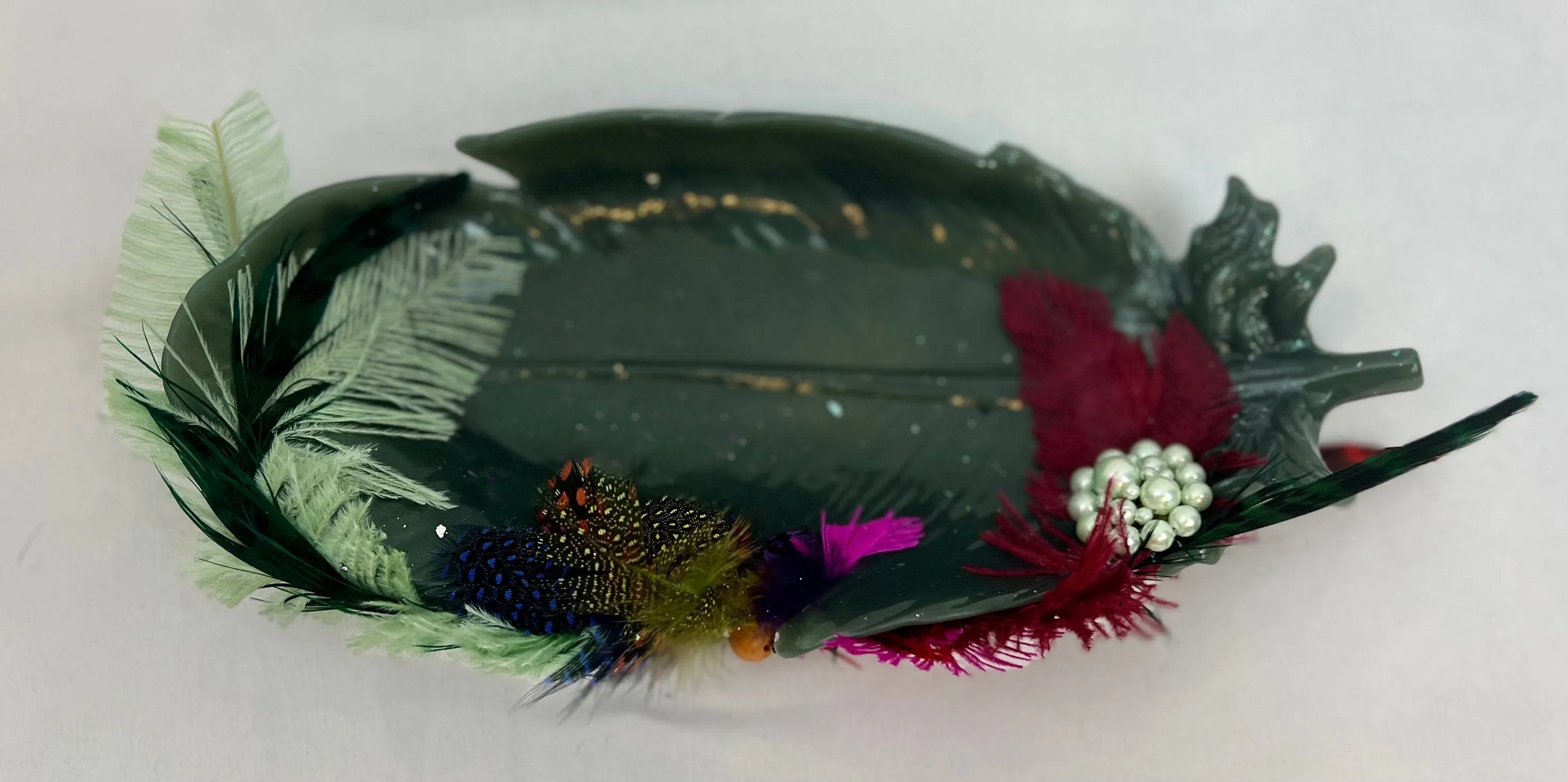 Embellished Vintage Jeweled Peacock Trinket Dish