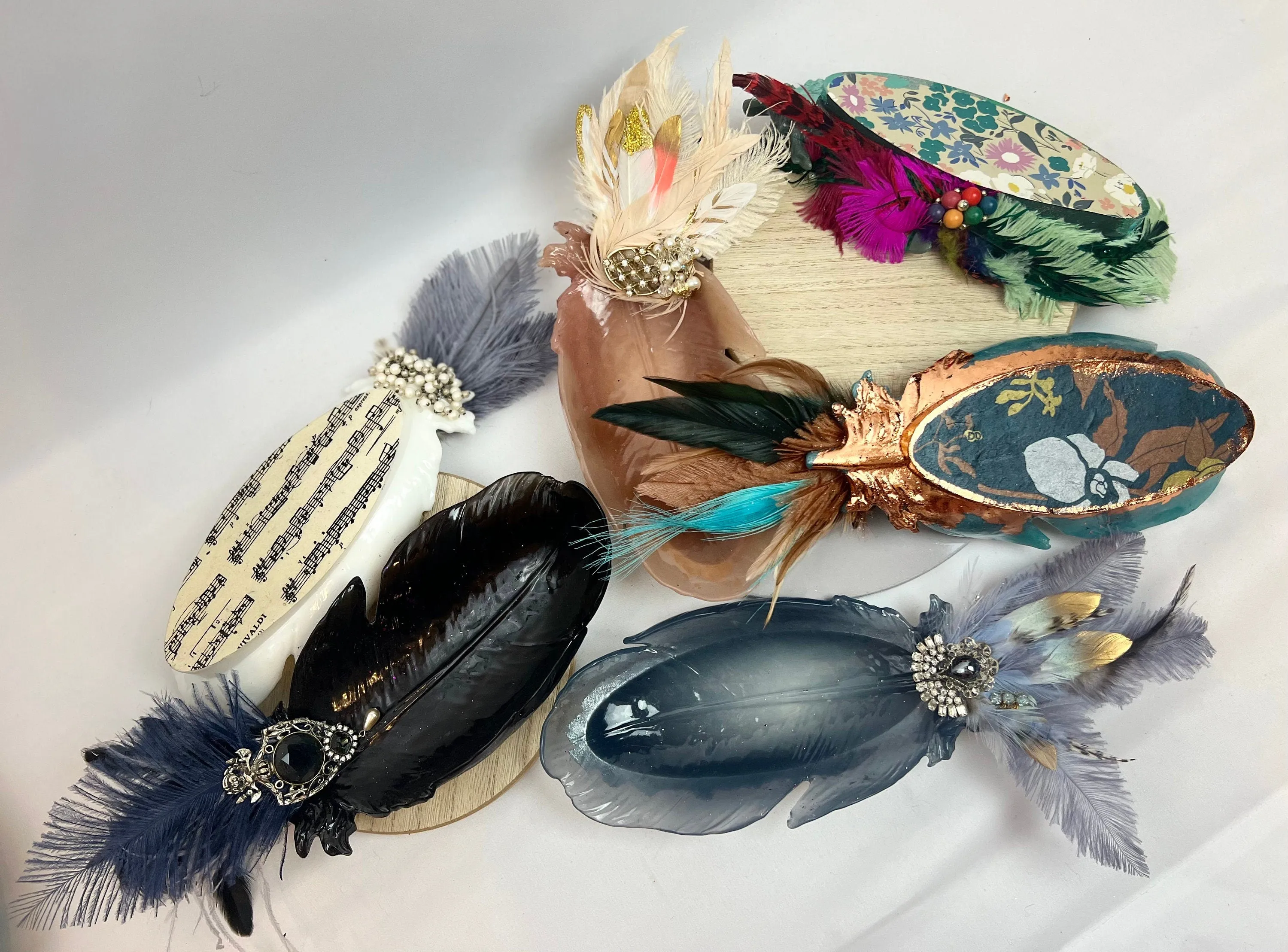 Embellished Vintage Jeweled Peacock Trinket Dish