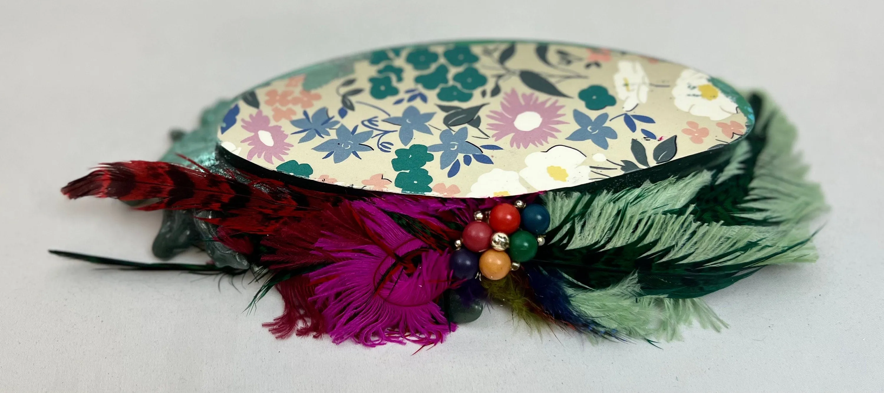 Embellished Vintage Jeweled Peacock Trinket Dish