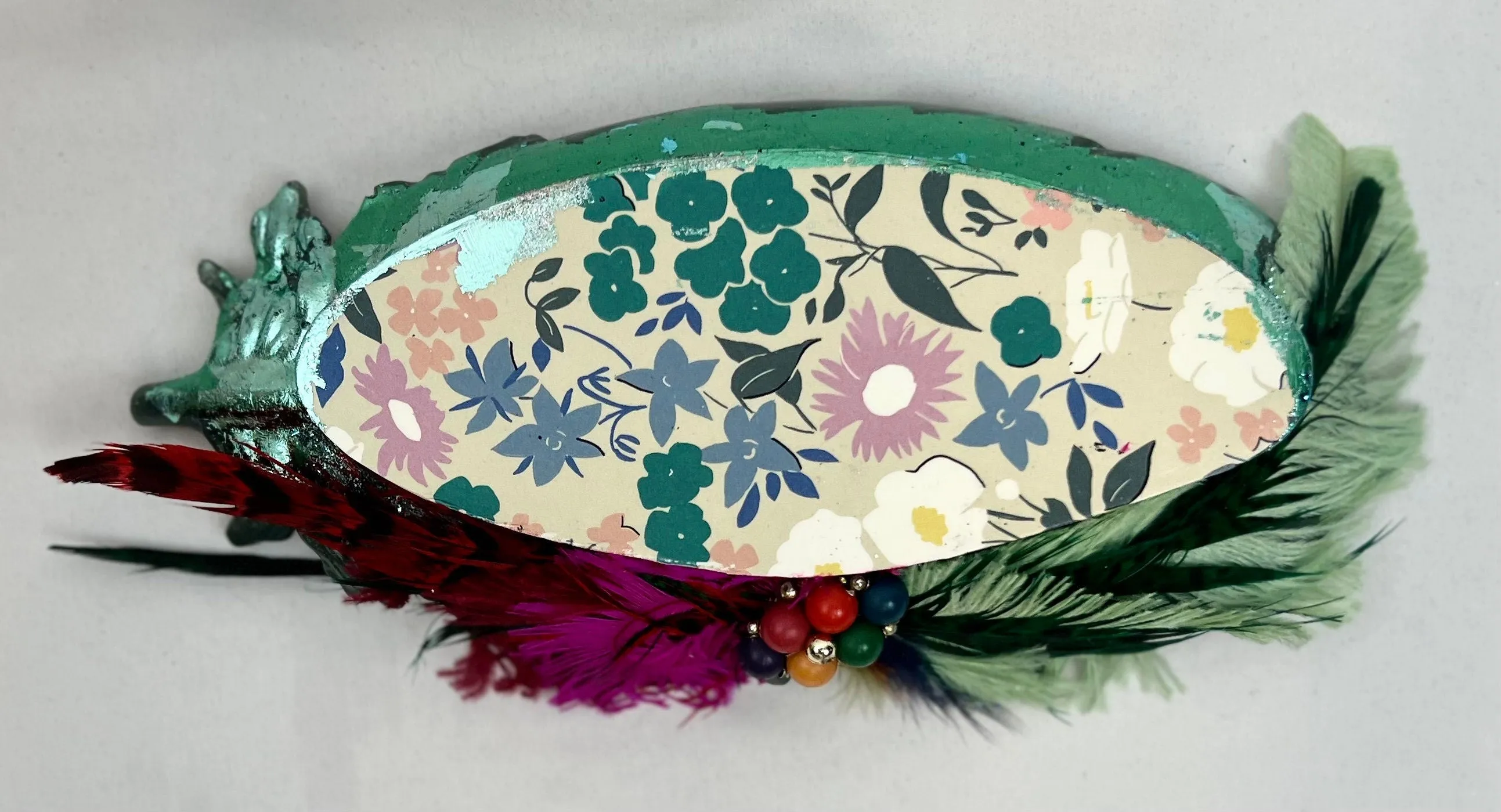 Embellished Vintage Jeweled Peacock Trinket Dish