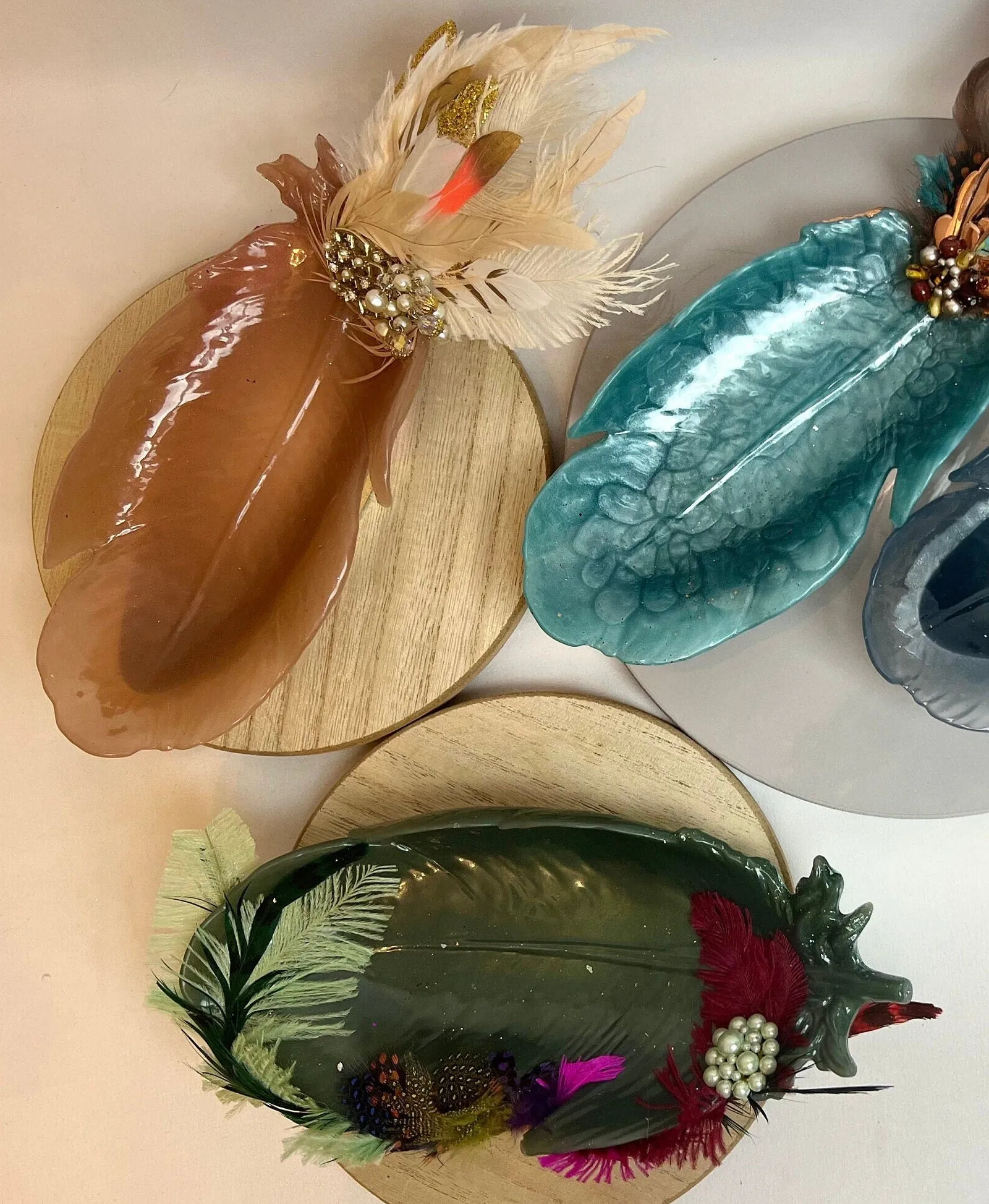 Embellished Vintage Jeweled Peacock Trinket Dish