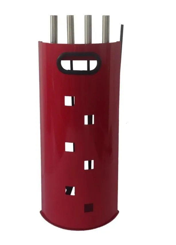 FireUp Fire Tools - Red Powder Coated 4 Piece Set