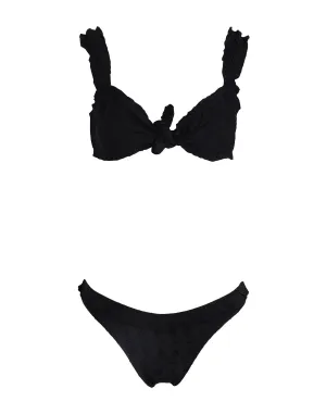 Frankies Bikinis Colby Eyelet Top-Lucia Eyelet Bottom, black