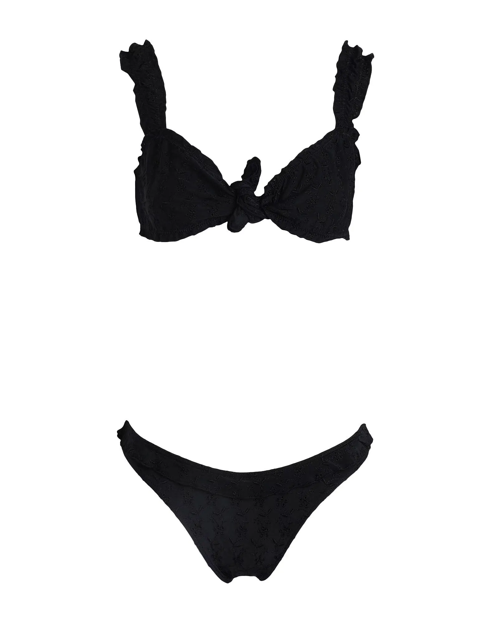 Frankies Bikinis Colby Eyelet Top-Lucia Eyelet Bottom, black
