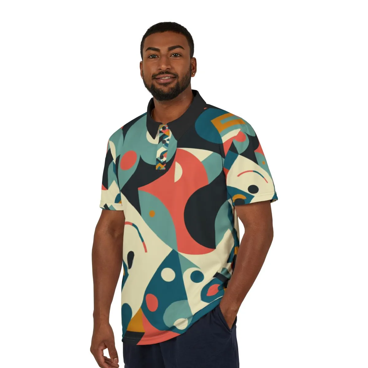 Geometric Pattern Polo Shirt