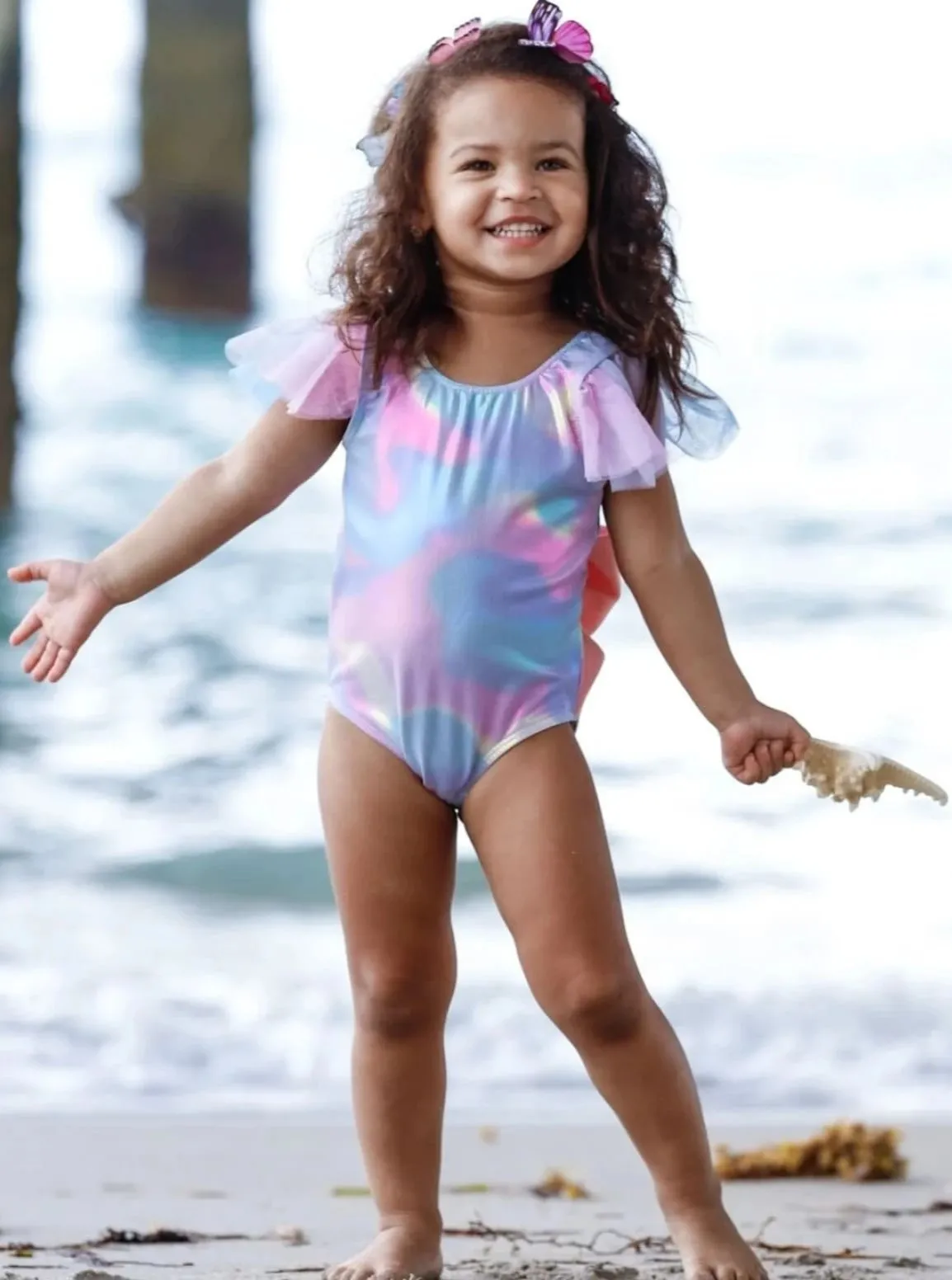 Girls Be the Sunshine in the Rain One Piece Swimsuit