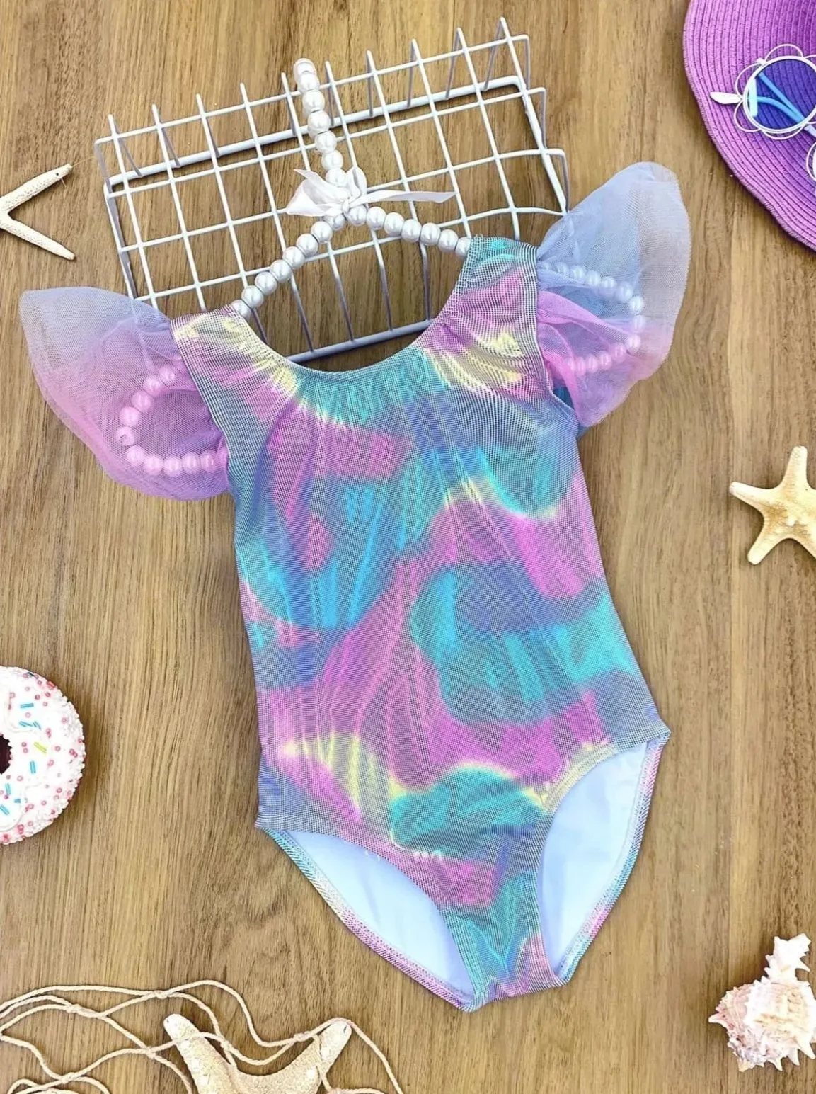 Girls Be the Sunshine in the Rain One Piece Swimsuit