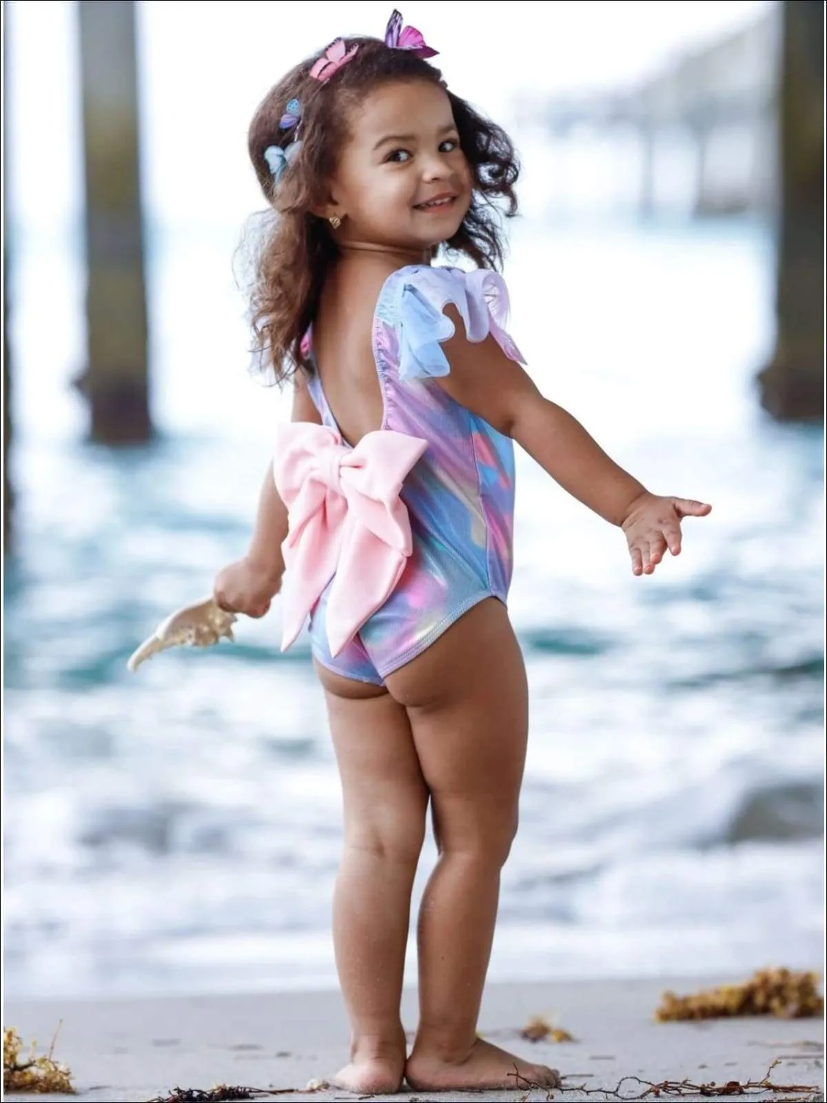 Girls Be the Sunshine in the Rain One Piece Swimsuit