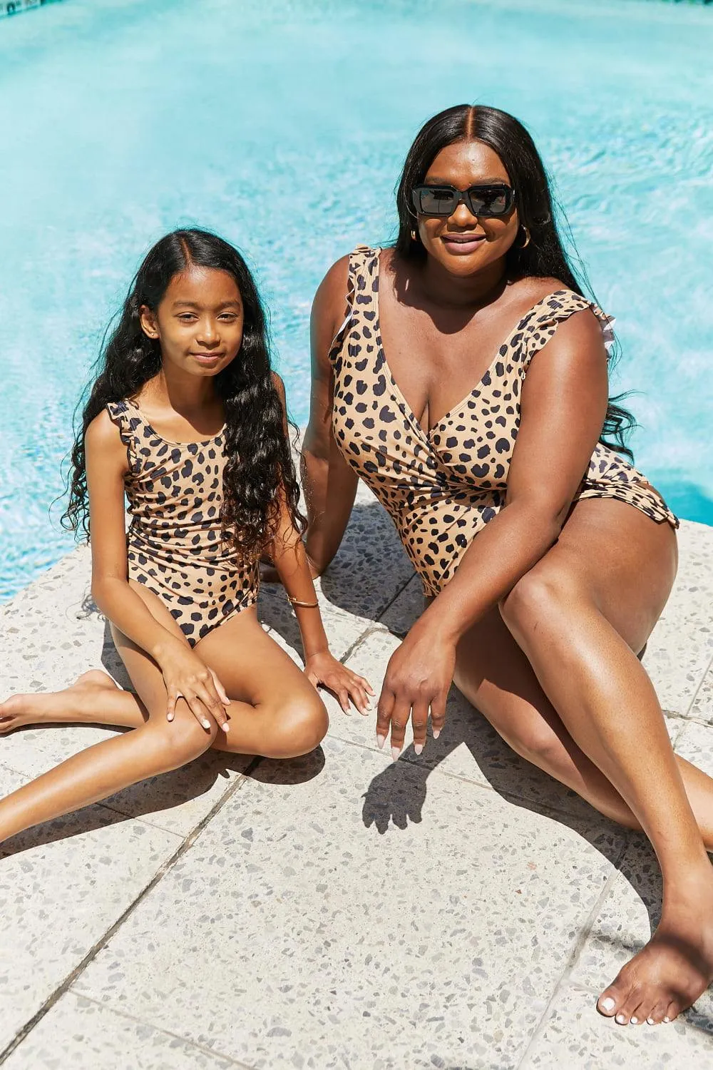 Girls Marina West Swim Float On Ruffled One-Piece in Leopard