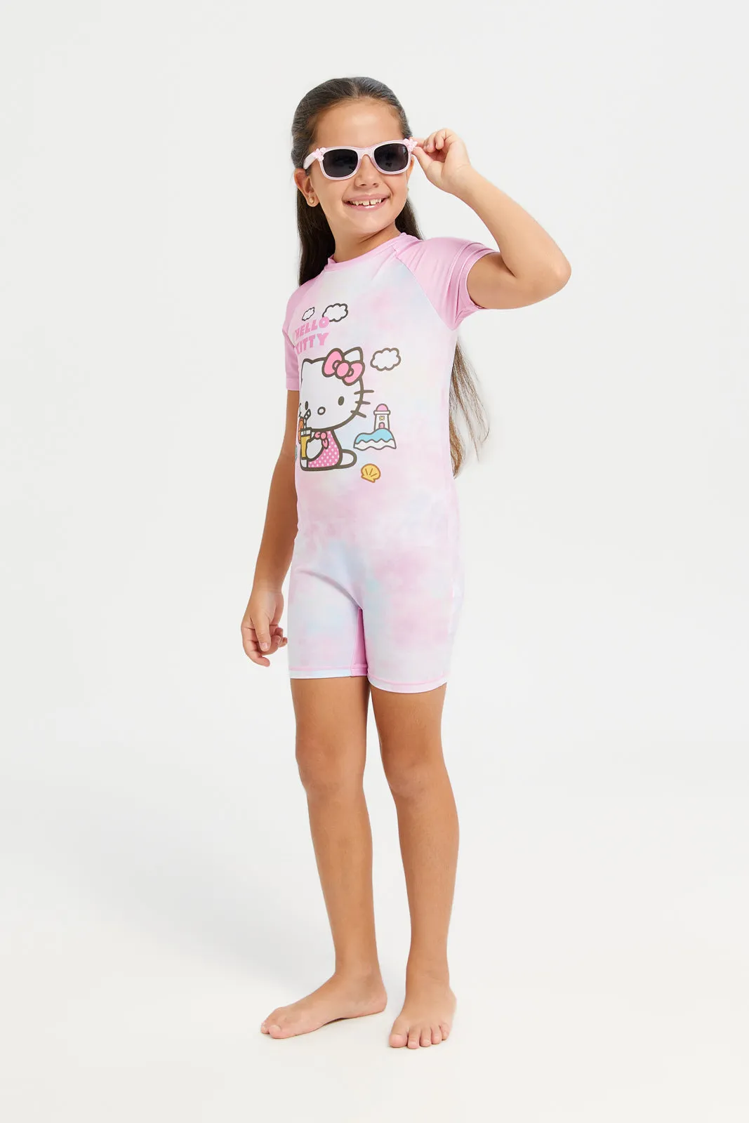 Girls Pink Hello Kitty Swimsuits