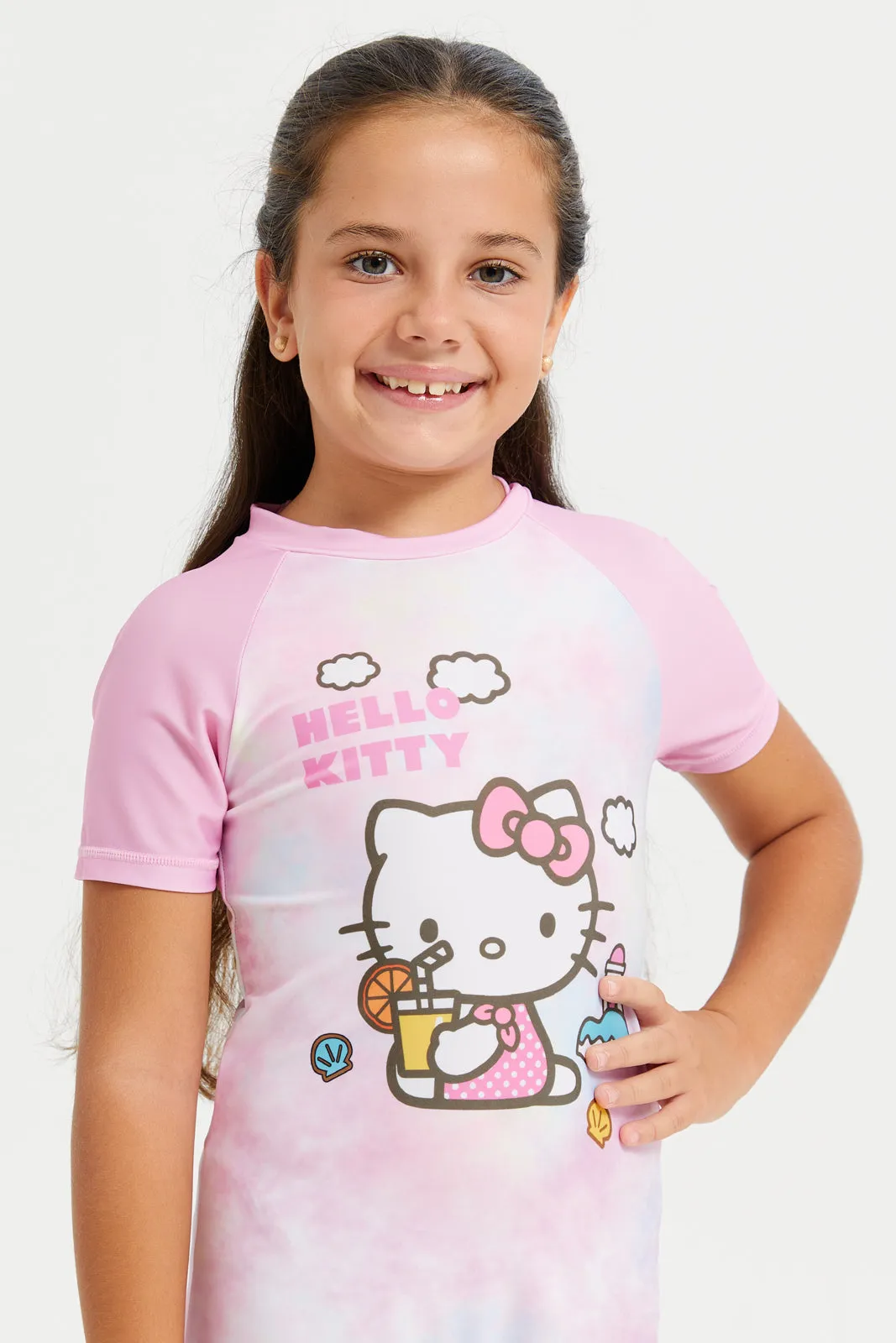 Girls Pink Hello Kitty Swimsuits