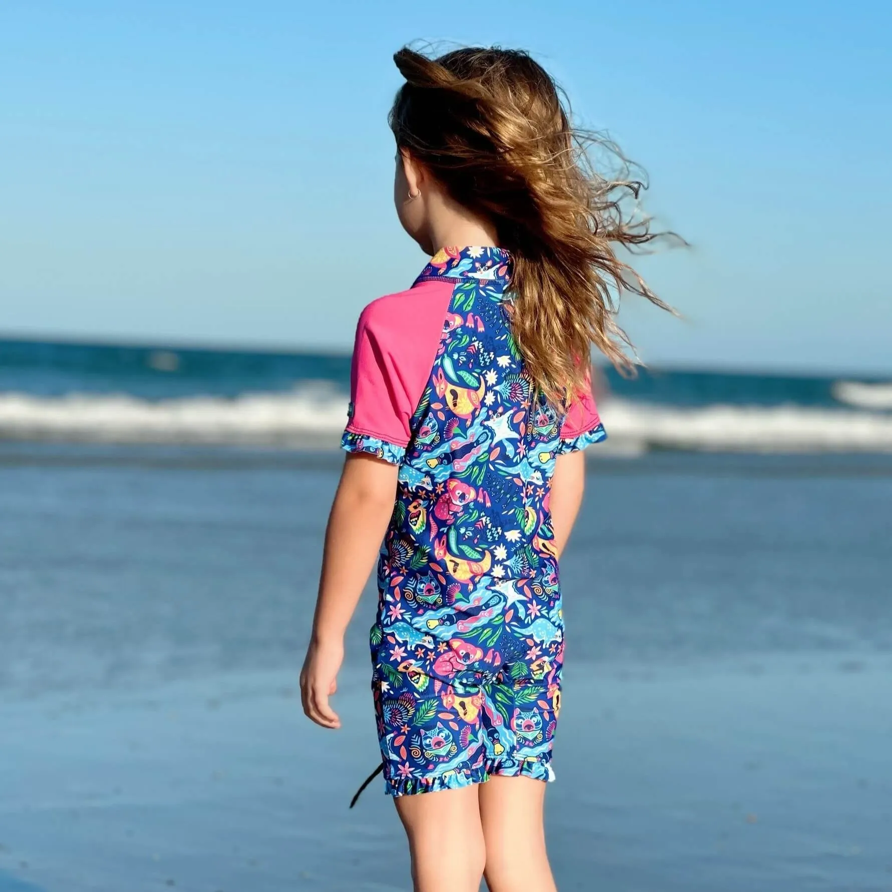 Girls Ruffle Swim Sunsuit | Aussie Carnivale
