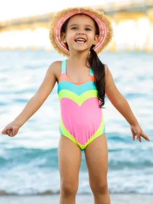 Girls We Love Girls with a Big Heart One Piece Swimsuit