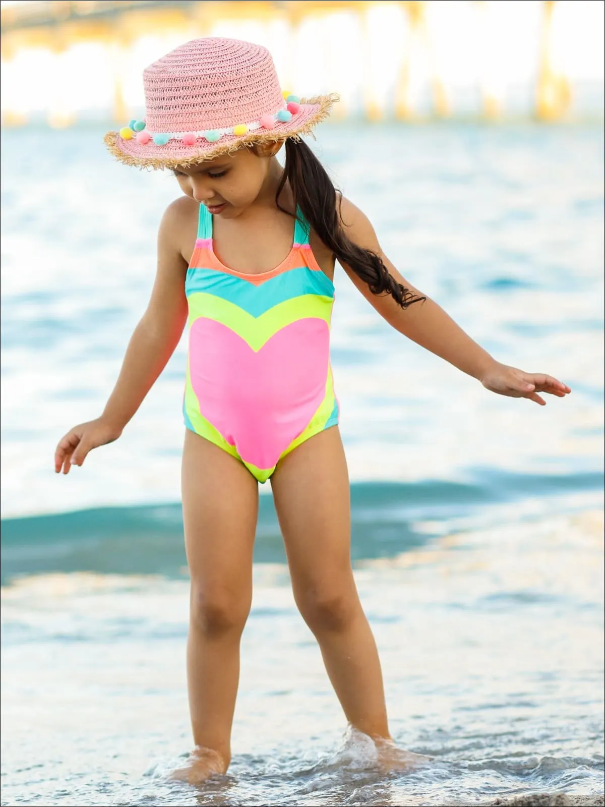 Girls We Love Girls with a Big Heart One Piece Swimsuit