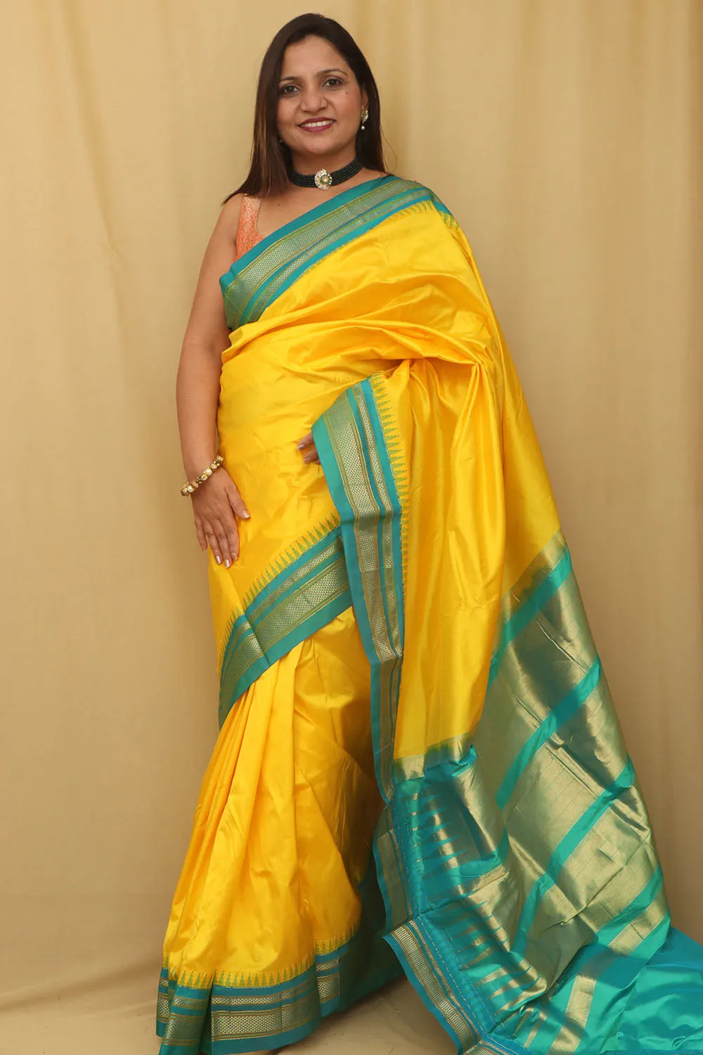 Golden Glow: Yellow Ilkal Pure Silk Saree
