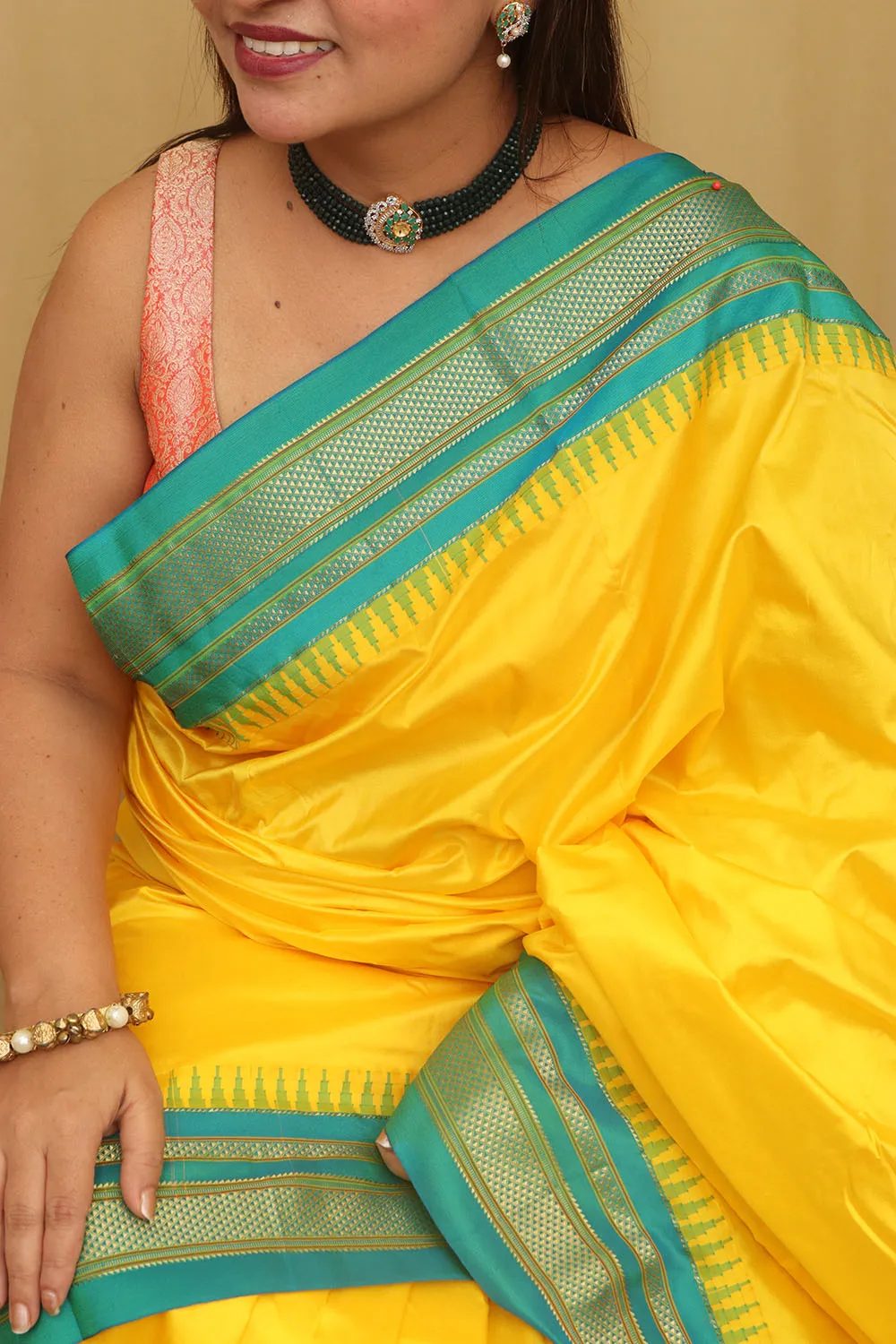 Golden Glow: Yellow Ilkal Pure Silk Saree