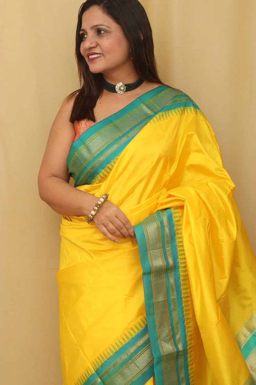 Golden Glow: Yellow Ilkal Pure Silk Saree