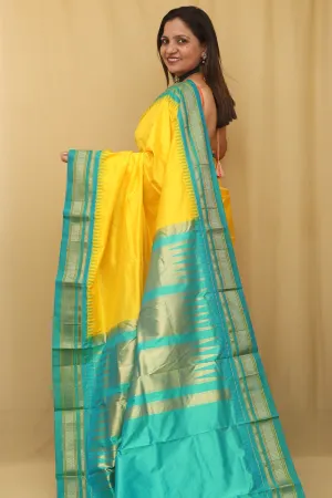 Golden Glow: Yellow Ilkal Pure Silk Saree