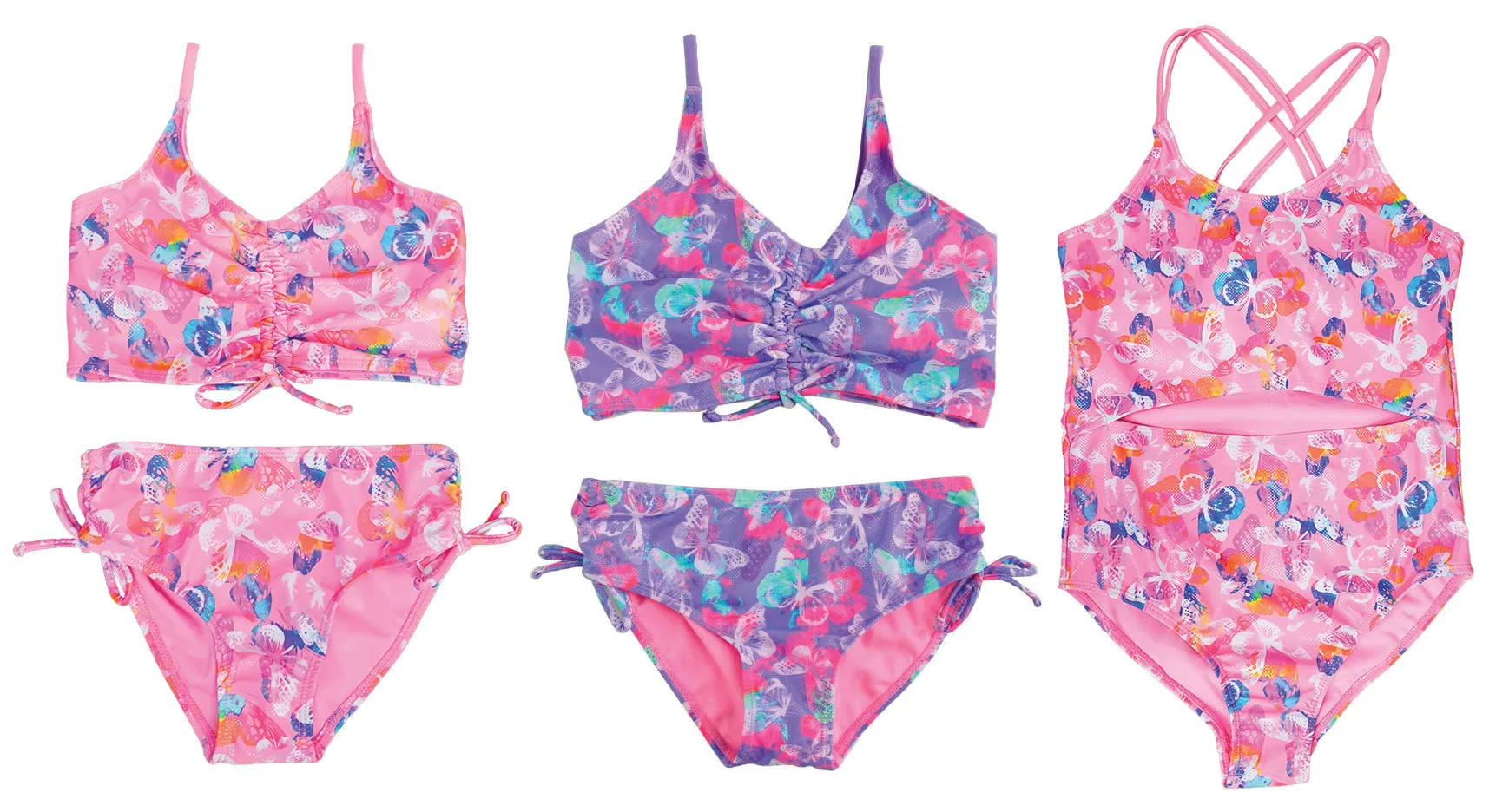 GX-LT444 - Wholesale Little Girls Butterfly Themed One-Piece & Two-Pieces Swimsuits