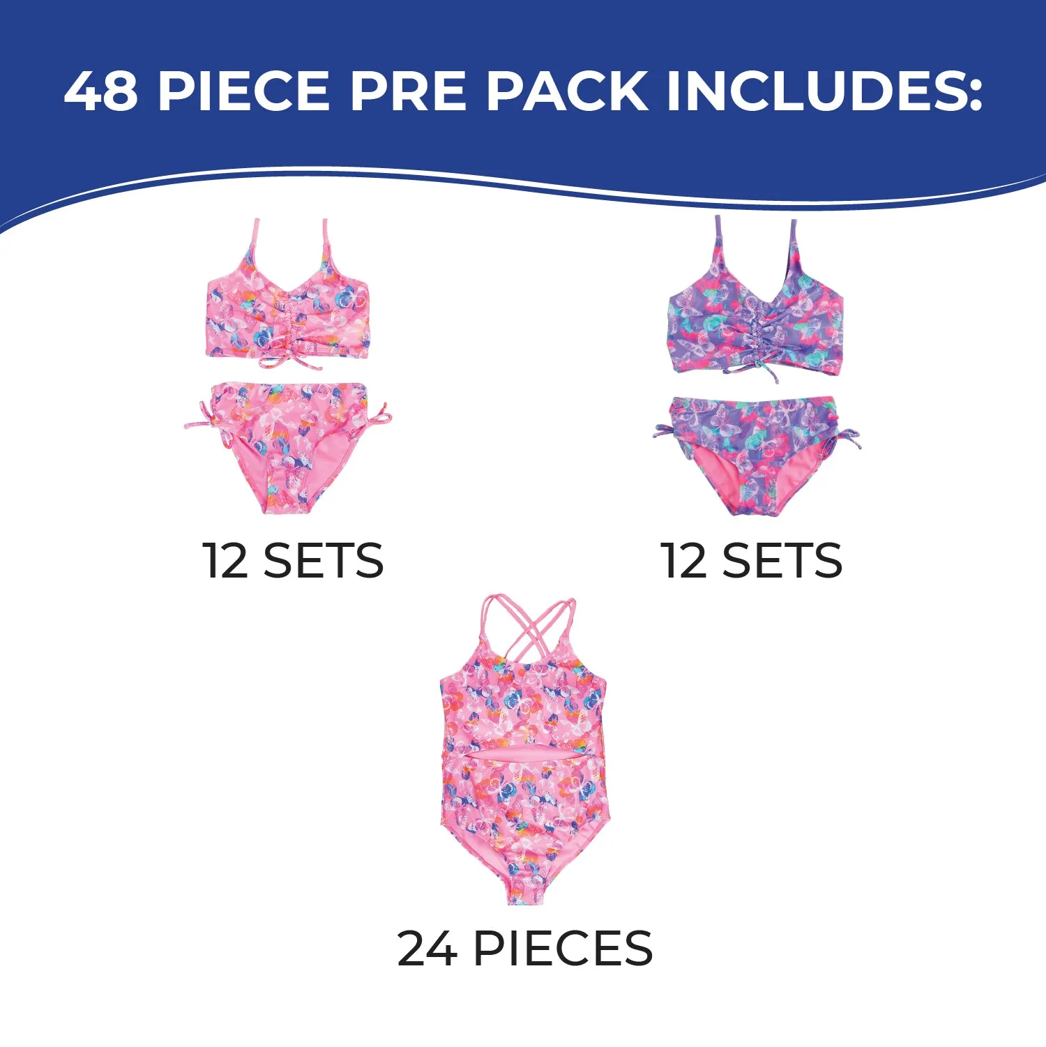 GX-LT444 - Wholesale Little Girls Butterfly Themed One-Piece & Two-Pieces Swimsuits