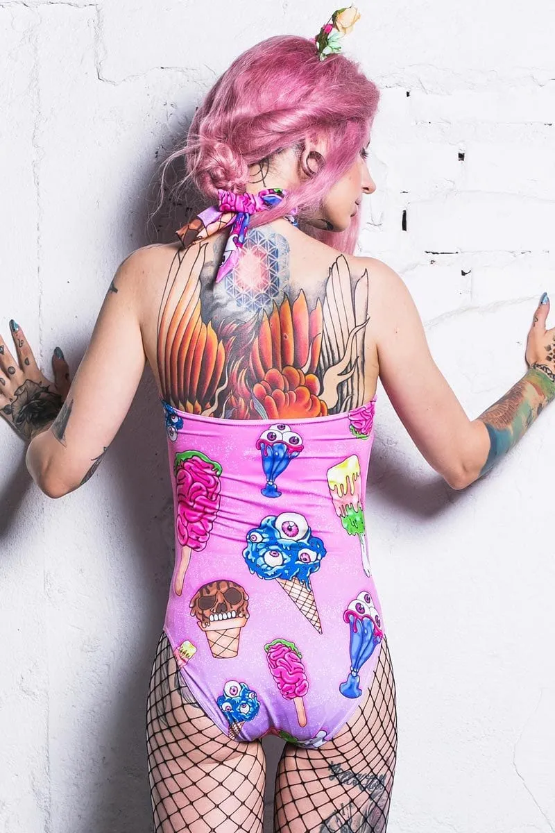 Horror Ice Cream Halter Neck Bodysuit