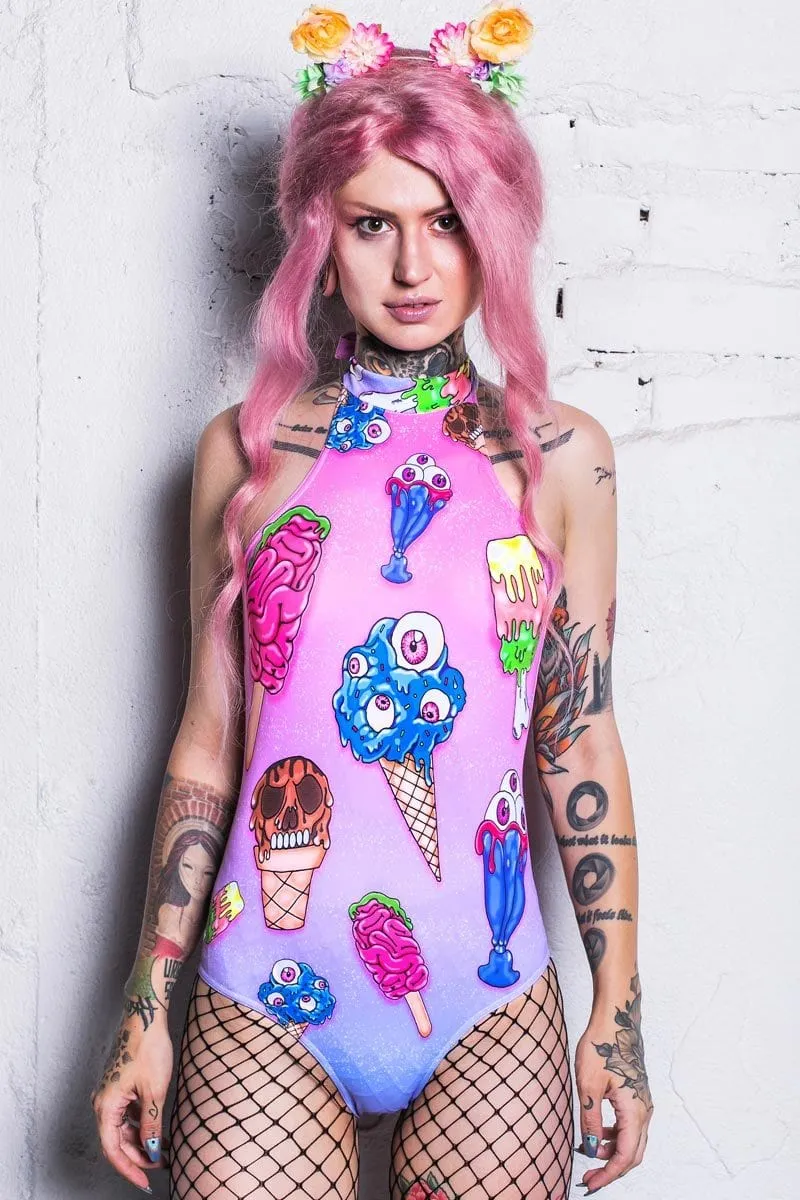 Horror Ice Cream Halter Neck Bodysuit