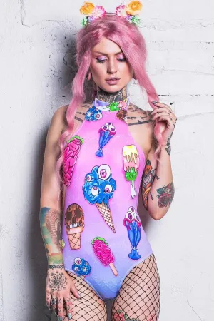 Horror Ice Cream Halter Neck Bodysuit