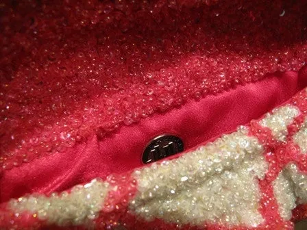 Joanna L'Huillier Petite Flamenco White & Fuchsia Pink Beaded Purse