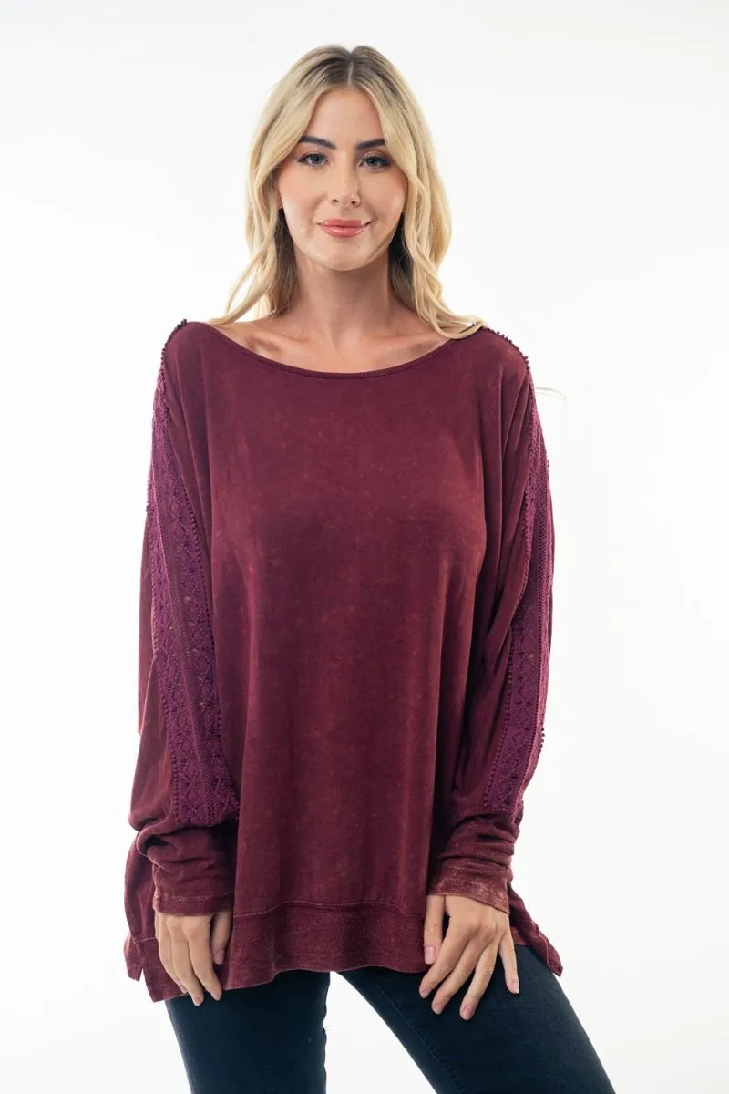 Lace Detailed Top - red clay