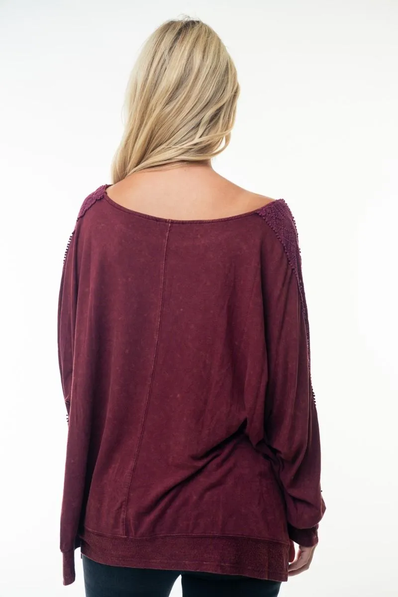 Lace Detailed Top - red clay