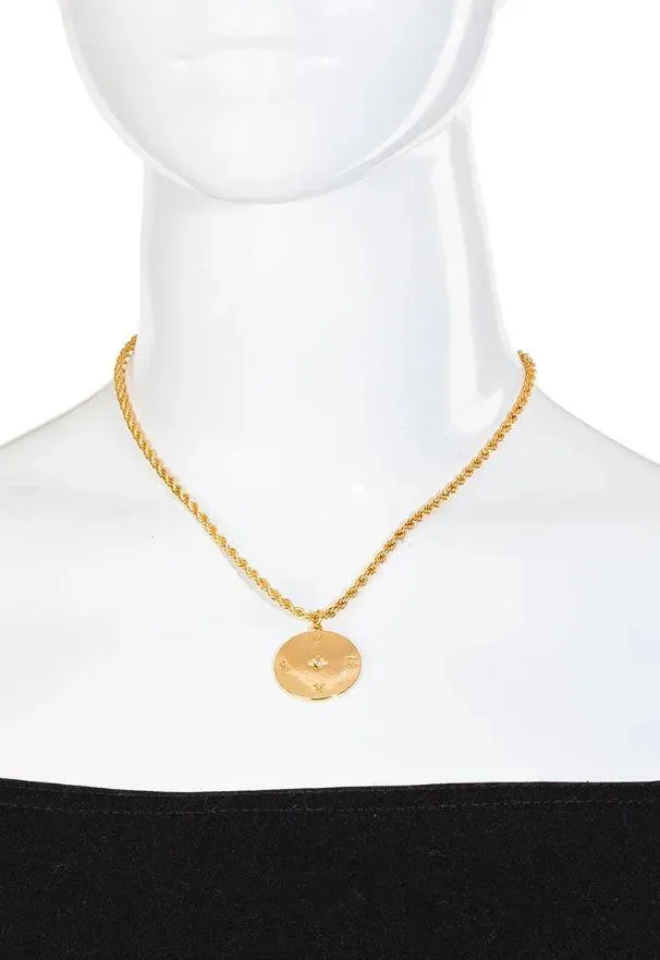 Love Letters Coin Pendant Rope Chain Necklace