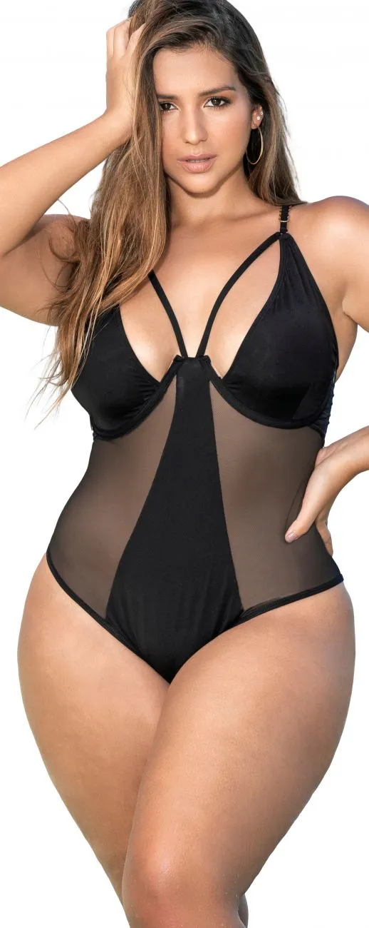 Mapale Curvy Size Underwire One Piece Swimsuit Color Black