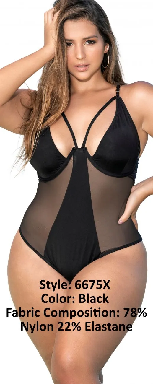 Mapale Curvy Size Underwire One Piece Swimsuit Color Black