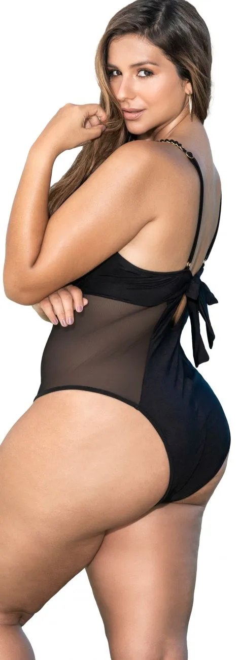 Mapale Curvy Size Underwire One Piece Swimsuit Color Black