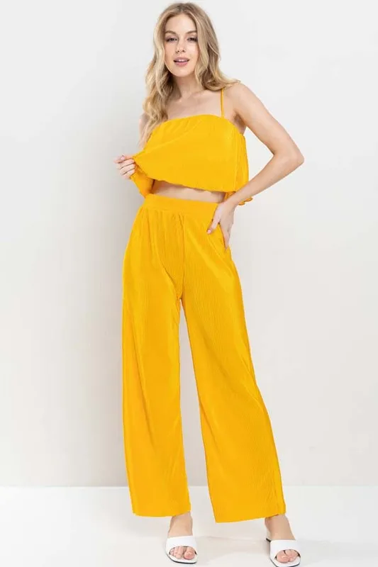 Mustard Plisse Set