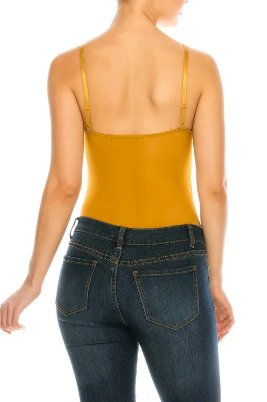 Mustard Yellow Mesh Floral Lace Double Chest Strap Bodysuit