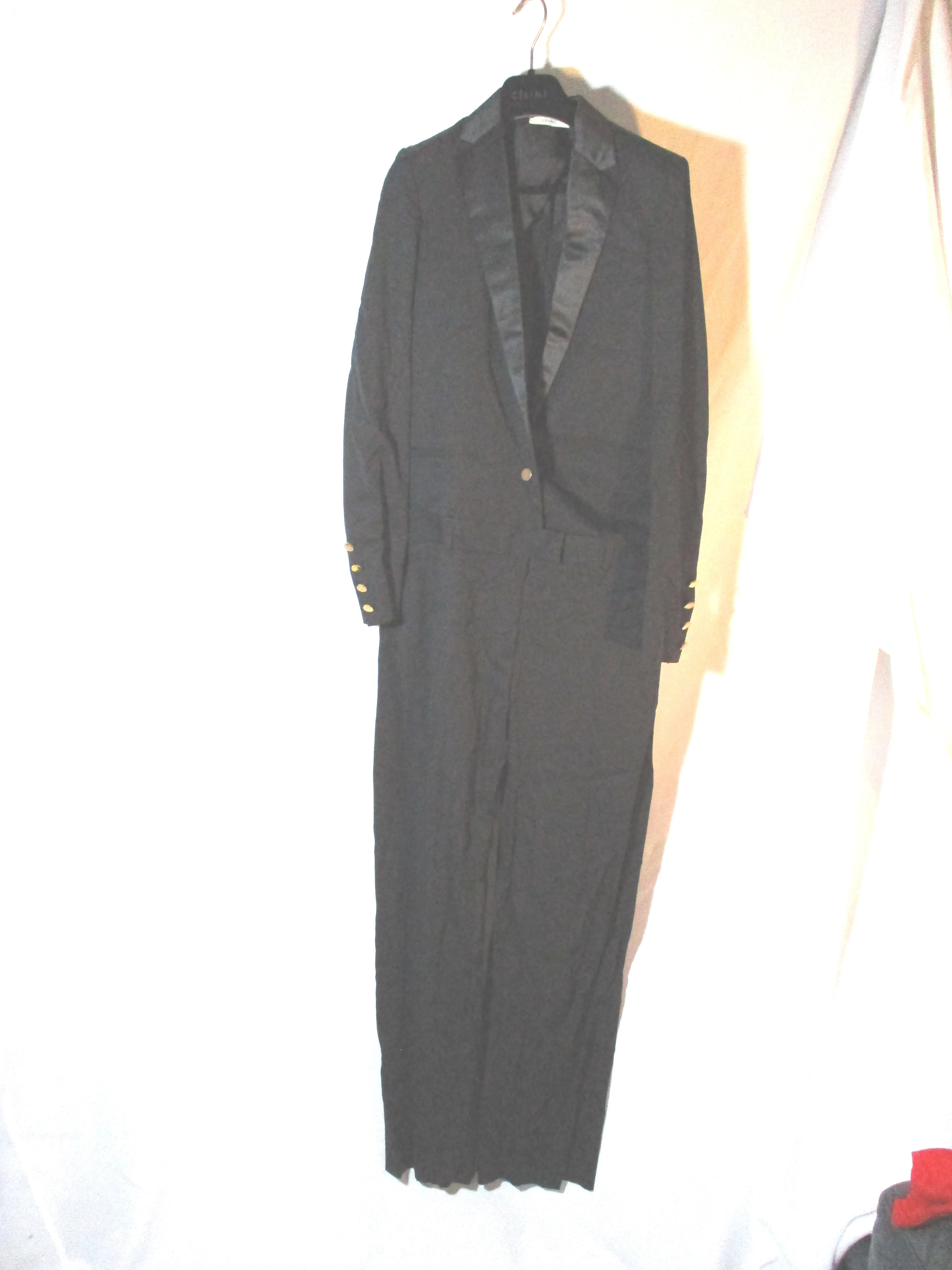NEW NWT CELINE FRANCE One Piece TUXEDO Pant Suit 36 BLACK FORMAL