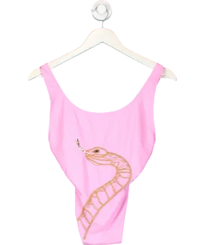 oceanus Pink Snake Embellished Swimsuit UK XS